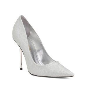 NEW Good American Classic Glitter Heels in Silver
